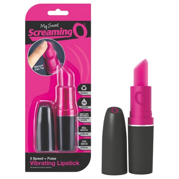 Screaming Lipstick - vibrator za ruž (crno-roza) 