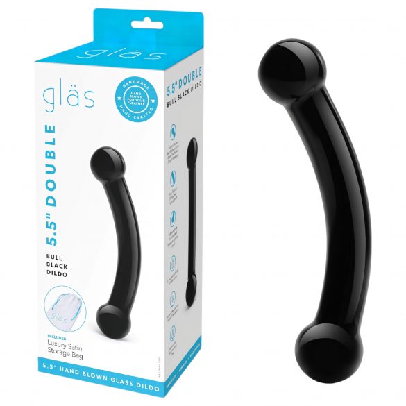 GLAS - stakleni dupli dildo (crni) 