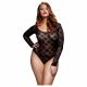 BACI Plus Size - bodi dugih rukava, čipkasti - crni (XL-XXL) 