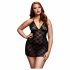 BACI Plus Size - naramenice, čipkasta babydoll - crna (XL-XXL) 