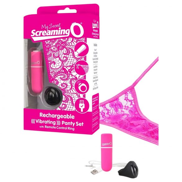 Screaming O Panty Set - punjive, radio vibrirajuće tange (roze) SL 