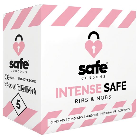 SAFE Intense kondom - rebrasti s točkicama (5 kom)