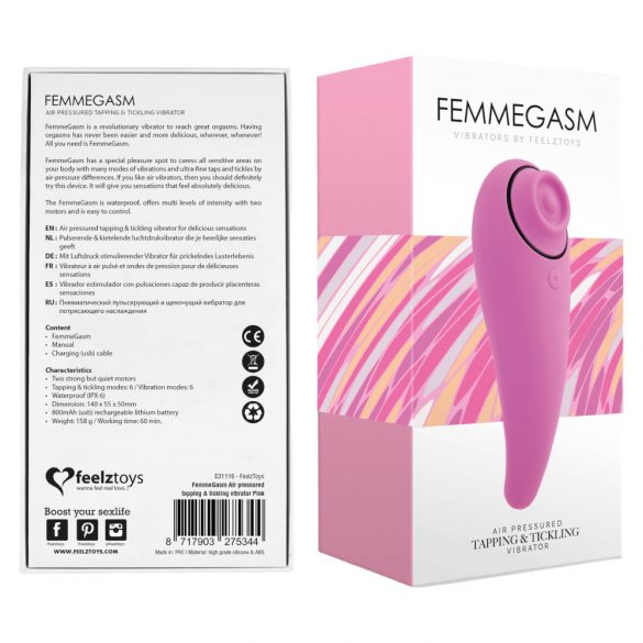 FEELZTOYS Femmegasm - punjivi, vodootporni vaginalni i klitoralni vibrator (ružičasti) 